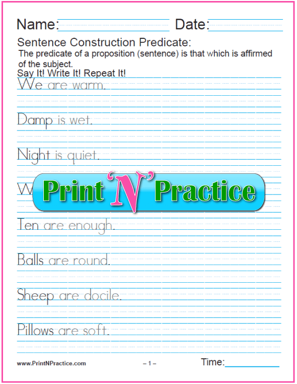 Predicate Nominative Worksheets