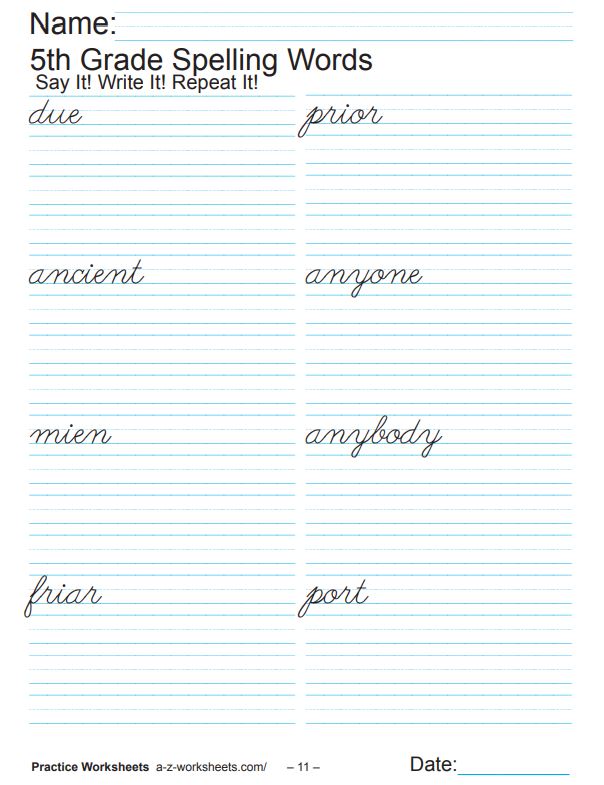 Free Cursive Handwriting Worksheets For 5th Grade