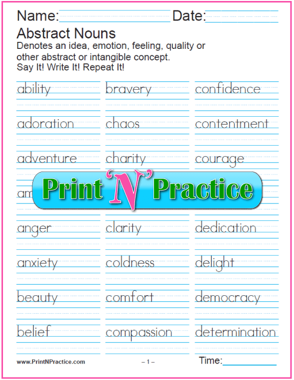Noun Worksheets Common And Proper Abstract Collective Plural