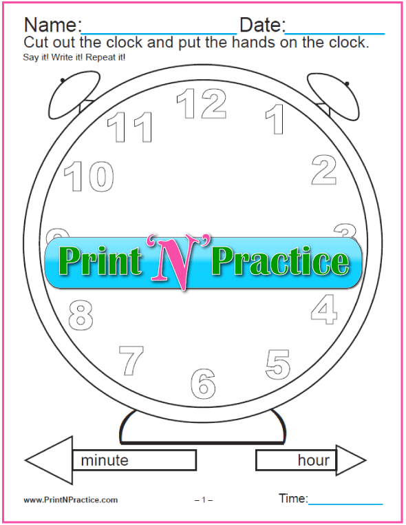 Download Clock Worksheet ⭐ Printable Cut and Color, Digital, Analog