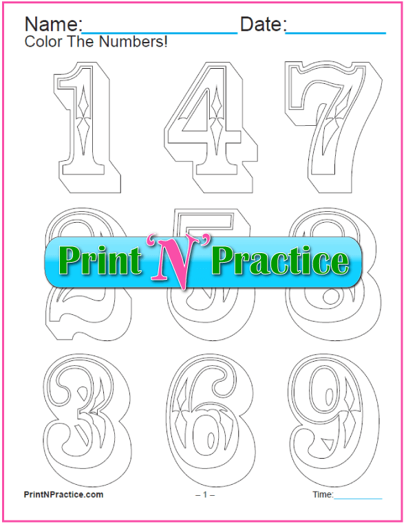 number coloring pages free printable
