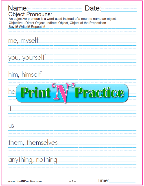 direct and indirect objects worksheets with examples