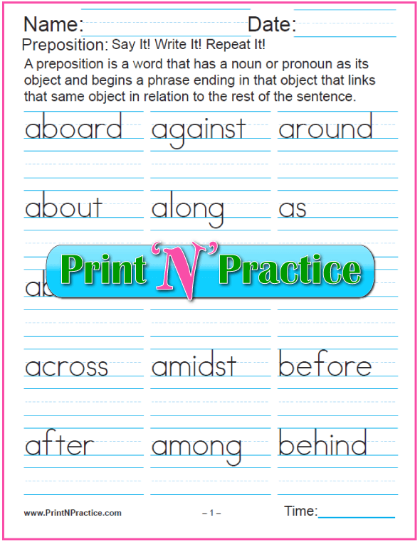 preposition definition for kids
