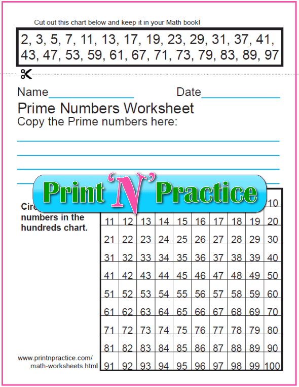 prime numbers list for numbers 1 100