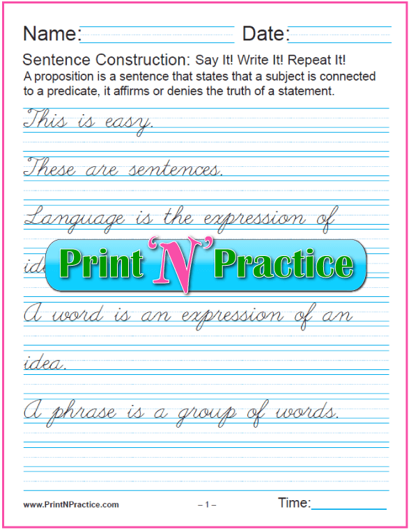 Cursive Writing Sentences Tracing Worksheets Pdf - Free Printable Worksheet