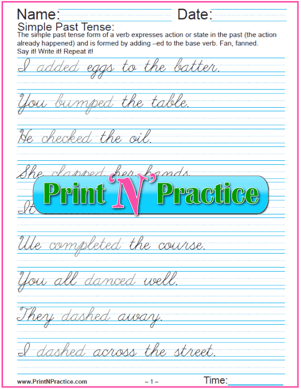Simple Sentences Printable Handwriting Worksheets to teach cursive writing. #CursiveWritingPractice